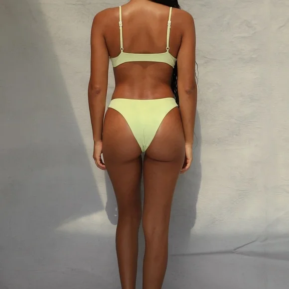 NWOT Toast Swim Neon Yellow green cheeky bottoms - Picture 2 of 6